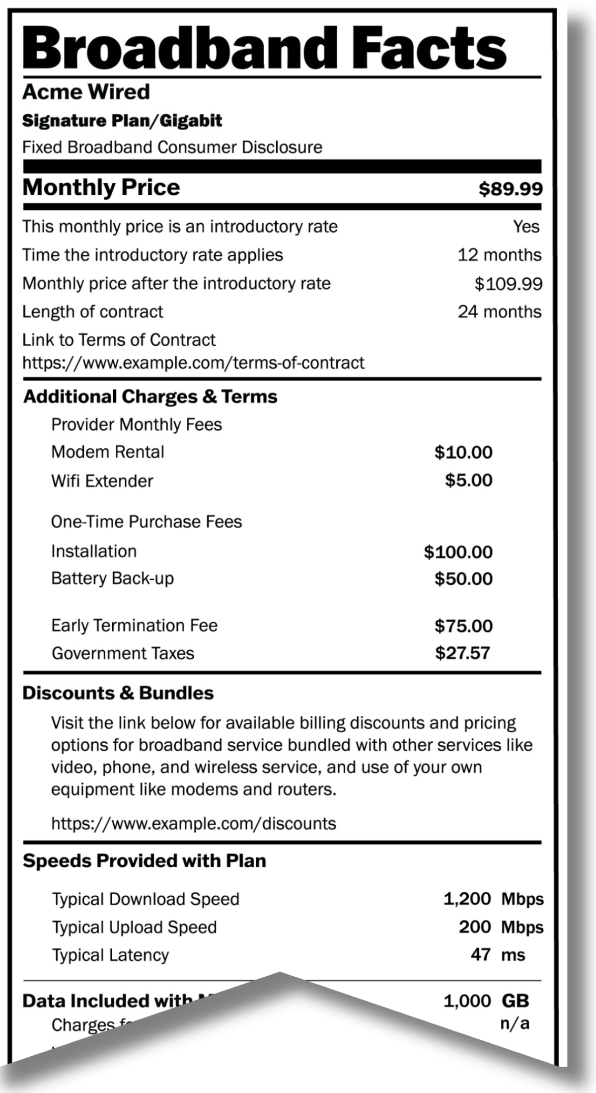 broadband label sample