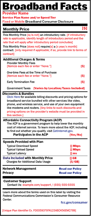 broadband label sample 