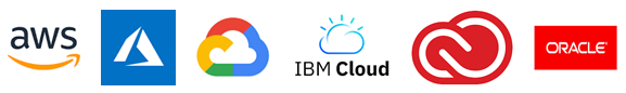 Amazon Web Services, Microsoft Azure, Google Cloud, IBM Cloud, Adobe Creative Cloud, Oracle