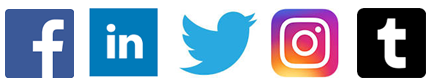 Facebook, LinkdIn, Twitter, Instagram, Tumblr