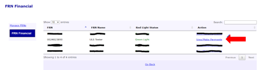 Manage Existing FRNs Sub Menu