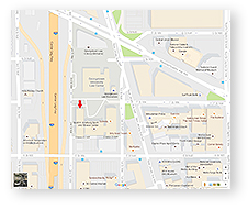 Thumbnail of street map showing the Gewirz Building at Georgetown University Law Center, 600 New Jersey Avenue, NW Washington, DC. Click to enlarge.