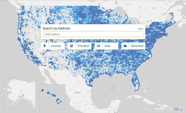 Screenshot of National Broadband Map homepage image - click to go to the National Broadband Map homepage