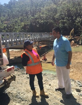 Rebuilding the bridge in rural part of Utuado.